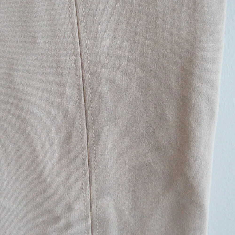 AARON & AMBER Tan Beige Split Hem Ponte Knit Stretch Pants - Women's Size S - Picture 5 of 14